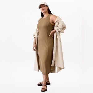 Athleta Seasoft Rib Midi Tank Dress Tan size Medium